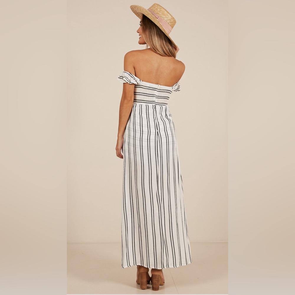 THINKING BOUT YOU MAXI PLAYSUIT IN WHITE STRIPE - Picture 4 of 8